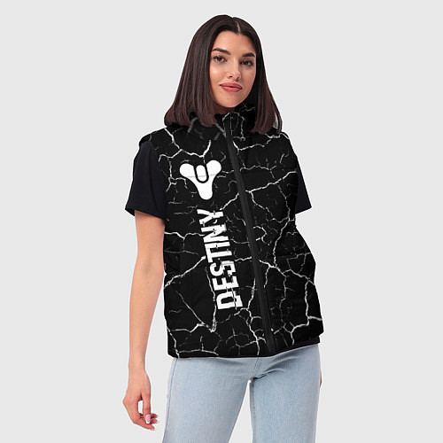 Женский жилет Destiny glitch на темном фоне: по-вертикали / 3D-Черный – фото 3