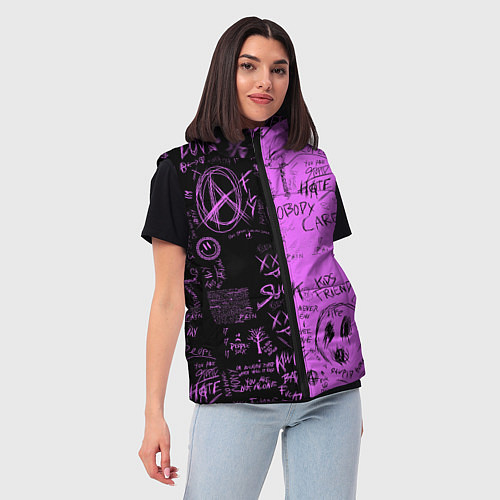 Женский жилет Dead inside purple black / 3D-Светло-серый – фото 3