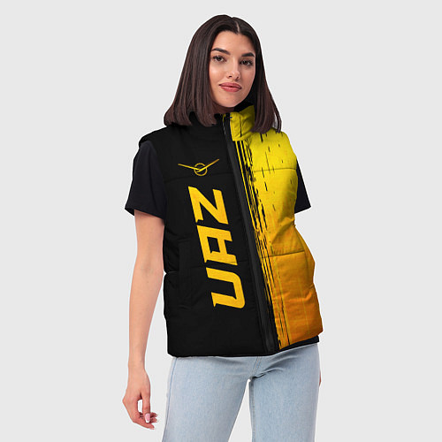 Женский жилет UAZ - gold gradient: по-вертикали / 3D-Черный – фото 3