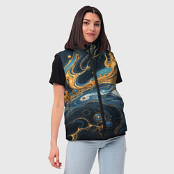 Женский жилет Черно-золотой узор, цвет: 3D-черный — фото 2