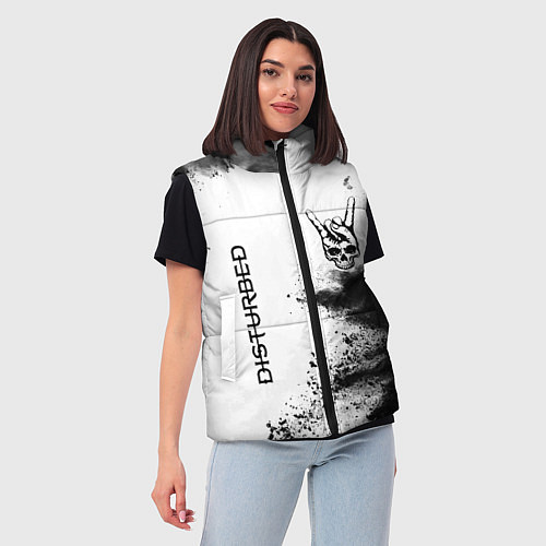 Женский жилет Disturbed и рок символ на светлом фоне / 3D-Черный – фото 3