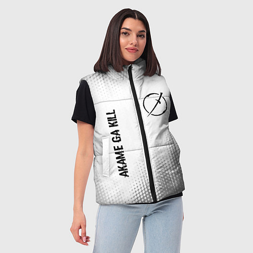 Женский жилет Akame ga Kill glitch на светлом фоне: надпись, сим / 3D-Черный – фото 3