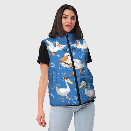 Женский жилет Белые гуси и утки / 3D-Красный – фото 3
