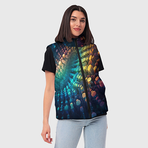 Женский жилет Радужные блики нейроарт / 3D-Светло-серый – фото 3