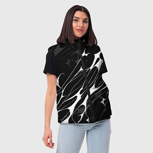 Женский жилет Белые абстрактные полосы / 3D-Черный – фото 3