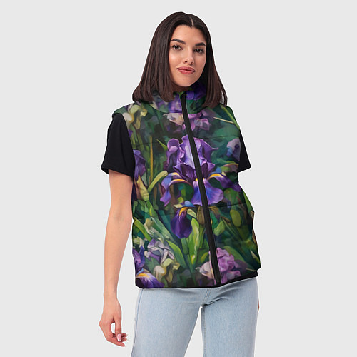Женский жилет Ирисы паттерн / 3D-Черный – фото 3