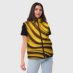 Женский жилет Желтые абстрактные полосы, цвет: 3D-светло-серый — фото 2
