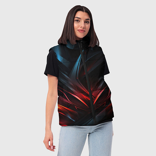 Женский жилет Black red abstract / 3D-Черный – фото 3