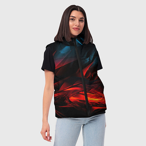 Женский жилет Red black abstract / 3D-Черный – фото 3