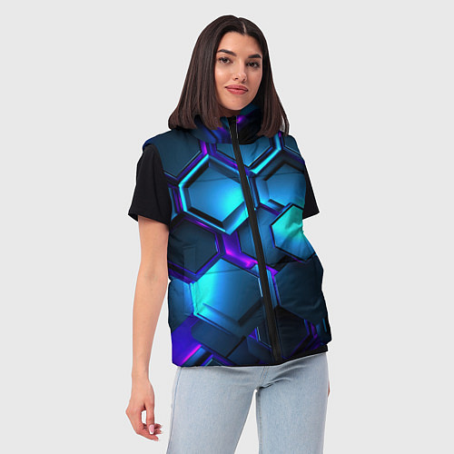 Женский жилет Объемные неоновые плиты / 3D-Черный – фото 3