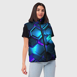Женский жилет Объемные неоновые плиты, цвет: 3D-черный — фото 2