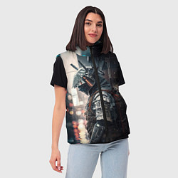 Женский жилет Кибернетический самурай, цвет: 3D-черный — фото 2