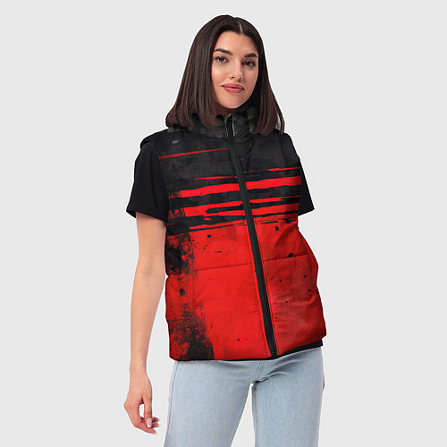 Женский жилет Black red texture / 3D-Светло-серый – фото 3