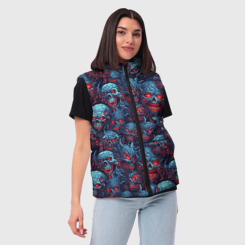 Женский жилет Monster skulls pattern / 3D-Черный – фото 3