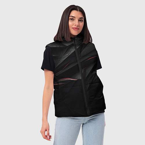 Женский жилет Black texture / 3D-Красный – фото 3