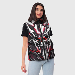 Женский жилет Кибер-череп красный, цвет: 3D-черный — фото 2