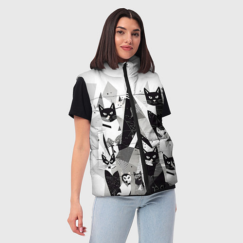 Женский жилет Абстрактные коты / 3D-Черный – фото 3