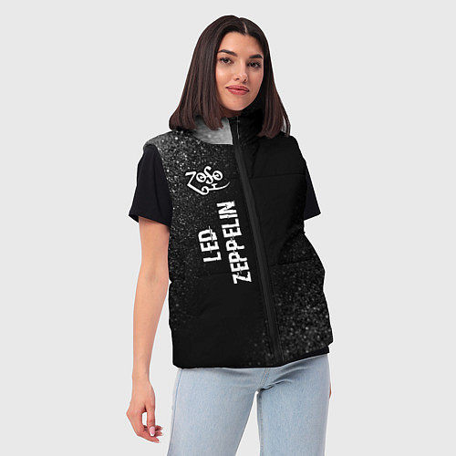 Женский жилет Led Zeppelin glitch на темном фоне: по-вертикали / 3D-Черный – фото 3