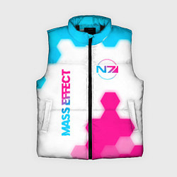 Женский жилет Mass Effect neon gradient style: надпись, символ, цвет: 3D-черный