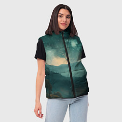 Женский жилет Космическая ночь в горах, цвет: 3D-черный — фото 2