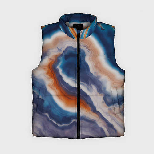 Женский жилет Текстура агата сине-оранжевая / 3D-Светло-серый – фото 1