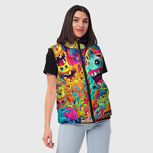 Женский жилет Космические зубастые чудовища / 3D-Черный – фото 3