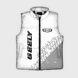 Женский жилет Geely speed на светлом фоне со следами шин: надпис, цвет: 3D-черный