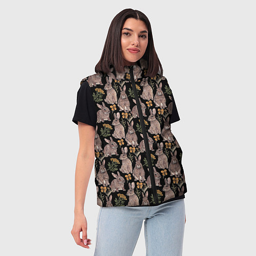 Женский жилет Зайцы и пижма / 3D-Красный – фото 3