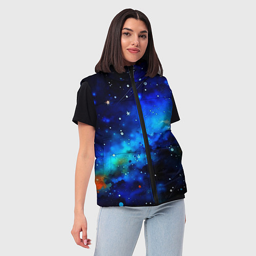 Женский жилет Живописный космос / 3D-Черный – фото 3