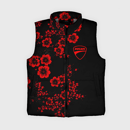 Женский жилет Ducati - red flowers / 3D-Светло-серый – фото 1