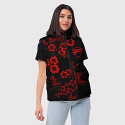 Женский жилет Ducati - red flowers, цвет: 3D-светло-серый — фото 2