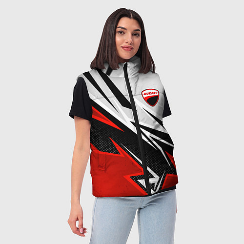 Женский жилет Ducati - белый и красный / 3D-Светло-серый – фото 3