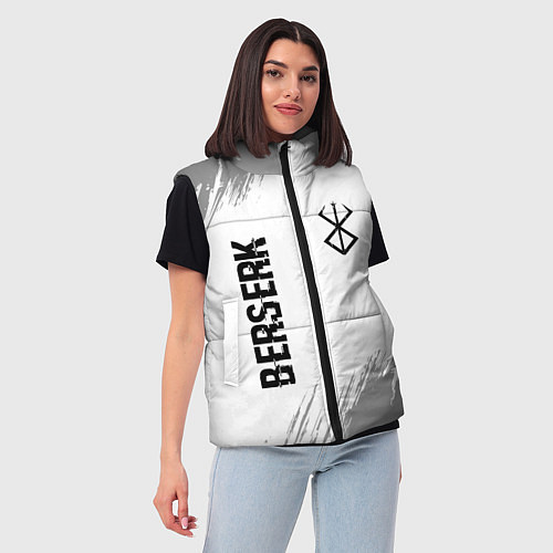Женский жилет Berserk glitch на светлом фоне: надпись, символ / 3D-Черный – фото 3