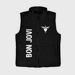 Женский жилет Bon Jovi glitch на темном фоне: надпись, символ, цвет: 3D-черный
