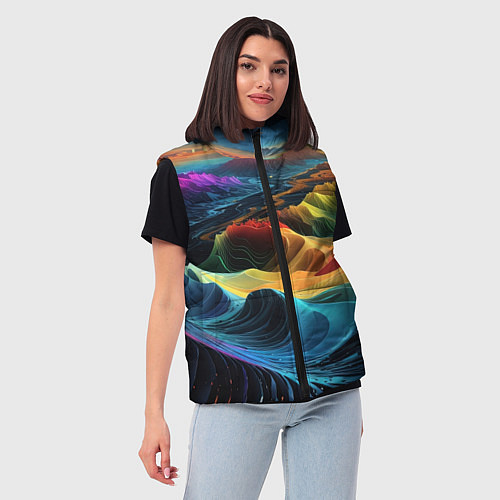 Женский жилет Цифровая природа / 3D-Светло-серый – фото 3