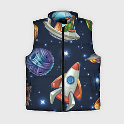 Женский жилет Космические корабли и планеты, цвет: 3D-светло-серый