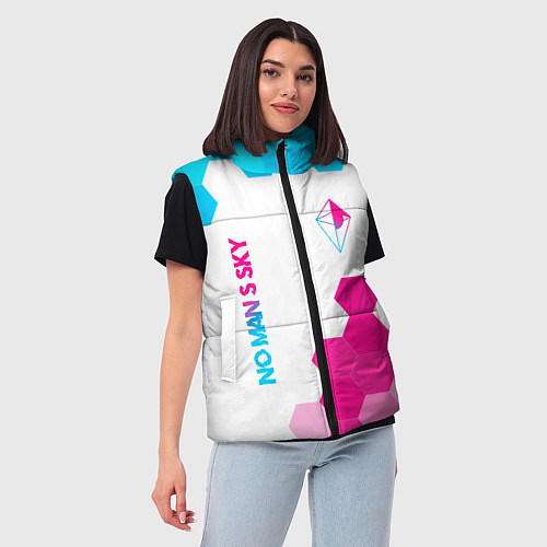 Женский жилет No Mans Sky neon gradient style: надпись, символ / 3D-Черный – фото 3