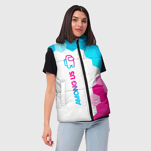 Женский жилет Among Us neon gradient style: по-вертикали / 3D-Черный – фото 3