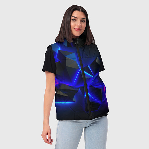 Женский жилет Разлом плит из неона / 3D-Черный – фото 3