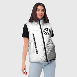 Женский жилет Volkswagen speed на светлом фоне со следами шин: н, цвет: 3D-черный — фото 2