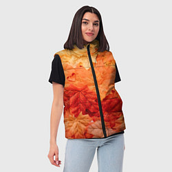 Женский жилет Текстура упавших осенних листьев, цвет: 3D-красный — фото 2