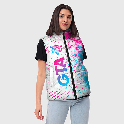 Женский жилет GTA neon gradient style: по-вертикали / 3D-Черный – фото 3