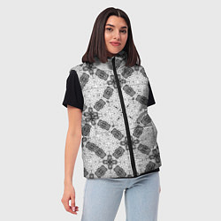 Женский жилет Черно-белый ажурный кружевной узор Геометрия, цвет: 3D-черный — фото 2