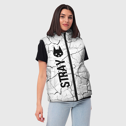 Женский жилет Stray glitch на светлом фоне: по-вертикали / 3D-Черный – фото 3