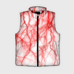 Женский жилет Белый фон и красные молнии, цвет: 3D-красный