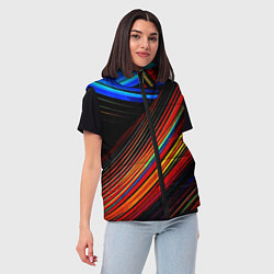 Женский жилет Смесь ярких линий абстракция, цвет: 3D-черный — фото 2