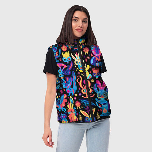 Женский жилет Космические монстрики / 3D-Черный – фото 3