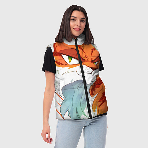 Женский жилет Рыжий хитрый мультяшный кот / 3D-Черный – фото 3