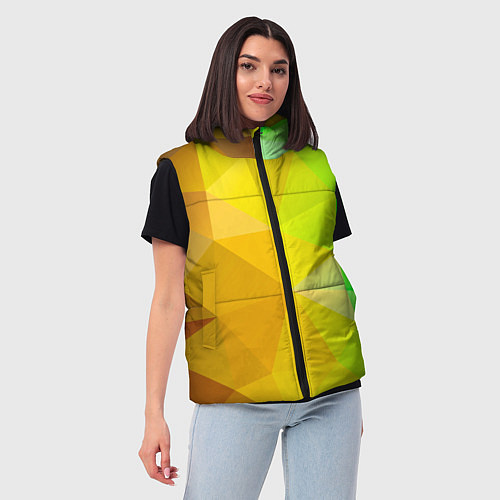 Женский жилет Жёлто-зелёная геометрия / 3D-Красный – фото 3