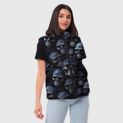 Женский жилет Черные металлические черепа, цвет: 3D-черный — фото 2